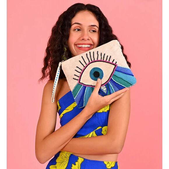 WANDERLUST EVIL EYE CLUTCH - Picture 1 of 4